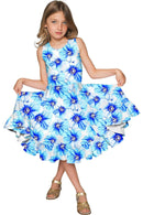 Aurora Vizcaya Fit & Flare Midi Mother and Daughter Dresses-Aurora-18M/2-White/Blue-JadeMoghul Inc.