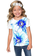 Aurora Zoe Designer Floral T-Shirt - Mommy & Me-Aurora-18M/2-White/Blue-JadeMoghul Inc.