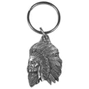 Authentic Sports Key Chains - Indian Chief Antiqued Keyring-Key Chains,Scultped Key Chains,Antiqued Key Chain-JadeMoghul Inc.