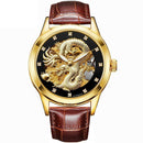 Automatic Mechanical Wristwatch - Stainless Steel Band Men's Watch-Brown black-JadeMoghul Inc.