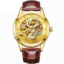 Automatic Mechanical Wristwatch - Stainless Steel Band Men's Watch-Brown gold-JadeMoghul Inc.