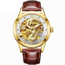 Automatic Mechanical Wristwatch - Stainless Steel Band Men's Watch-Brown white-JadeMoghul Inc.