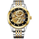 Automatic Mechanical Wristwatch - Stainless Steel Band Men's Watch-Silver black-JadeMoghul Inc.