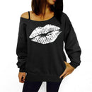 Autumn Hoodies Plus Size Women Sweatshirts Sexy Red Big Lips Printed Off Shoulder Long Sleeve harajuku Pullovers Hoodie 2018-Black and white lips-S-JadeMoghul Inc.
