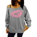 Autumn Hoodies Plus Size Women Sweatshirts Sexy Red Big Lips Printed Off Shoulder Long Sleeve harajuku Pullovers Hoodie 2018-Gray and pink lips-S-JadeMoghul Inc.