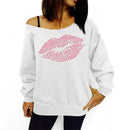 Autumn Hoodies Plus Size Women Sweatshirts Sexy Red Big Lips Printed Off Shoulder Long Sleeve harajuku Pullovers Hoodie 2018-White and pink lips-S-JadeMoghul Inc.
