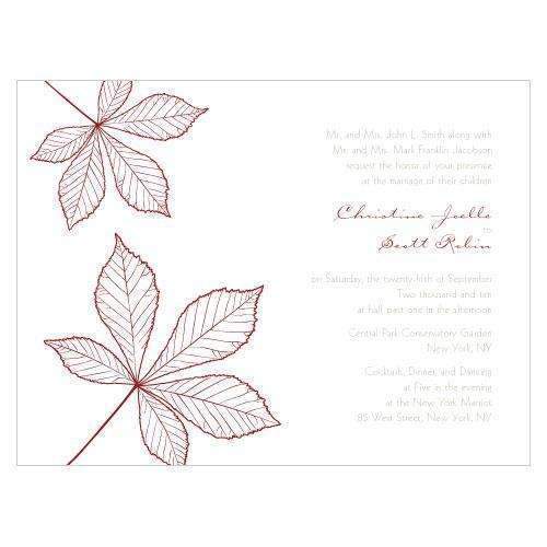 Autumn Leaf Invitation Berry (Pack of 1)-Invitations & Stationery Essentials-Navy Blue-JadeMoghul Inc.