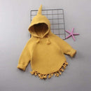 Autumn Winter Baby Girls Long Sleeve Hooded Tassels Knitwear Pullover Sweater Outerwear Kids Coat roupas de bebe-Yellow-6M-JadeMoghul Inc.