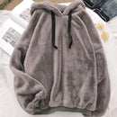 Autumn Winter Coats Soild Sweet Hooded Women Harajuku Loose Casual Warm Hoodies Ladies Fleece Flannel Pullover Female Sweatshirt AExp