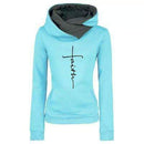 Autumn Winter Hoodies Sweatshirts Women Faith Embroidered Sweatshirt Long Sleeve Pullovers Christmas Casual Warm Hooded Tops AExp