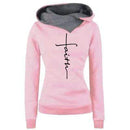 Autumn Winter Hoodies Sweatshirts Women Faith Embroidered Sweatshirt Long Sleeve Pullovers Christmas Casual Warm Hooded Tops AExp