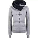 Autumn Winter Hoodies Sweatshirts Women Faith Embroidered Sweatshirt Long Sleeve Pullovers Christmas Casual Warm Hooded Tops AExp