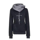 Autumn Winter Hoodies Sweatshirts Women Faith Embroidered Sweatshirt Long Sleeve Pullovers Christmas Casual Warm Hooded Tops AExp