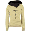 Autumn Winter Hoodies Sweatshirts Women Faith Embroidered Sweatshirt Long Sleeve Pullovers Christmas Casual Warm Hooded Tops AExp