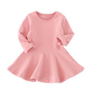 Babies & Kids Spring Autumn Candy Color Cotton Baby Girl Dresses Long Sleeve Solid Princess Dress Bow-knot O-neck Casual Kids Pleated Dresses AExp