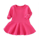 Babies & Kids Spring Autumn Candy Color Cotton Baby Girl Dresses Long Sleeve Solid Princess Dress Bow-knot O-neck Casual Kids Pleated Dresses AExp