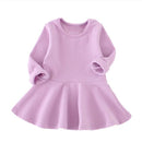 Babies & Kids Spring Autumn Candy Color Cotton Baby Girl Dresses Long Sleeve Solid Princess Dress Bow-knot O-neck Casual Kids Pleated Dresses AExp