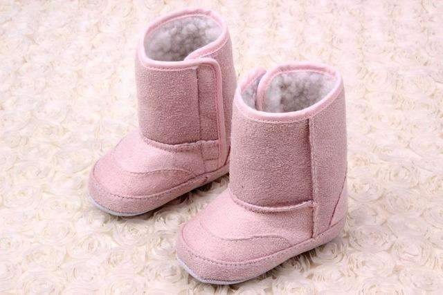 Baby Boy Winter Fur Lined Suede Boots-Pink 1-0-6 Months-JadeMoghul Inc.