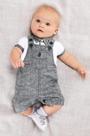 Baby Boys Short Sleeve T shirt And Overalls Set-Grey-12M-JadeMoghul Inc.