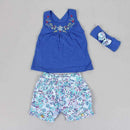 Baby clothes Fashion Blue baby suits Baby kerchief+ sleeveless dress+ gingham plaid pant New arrived free shipping baby clothes-Blue-6M-JadeMoghul Inc.