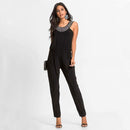 Women Unique Sequin Collar Sleeveless Elegant Jumpsuits