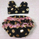 Baby Girl Gold Polka Dot Bloomers Diaper Cover Ruffles Baby Girl Shower Gift Photo Shoot Props with Headband-10-0-3 months-JadeMoghul Inc.
