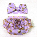 Baby Girl Gold Polka Dot Bloomers Diaper Cover Ruffles Baby Girl Shower Gift Photo Shoot Props with Headband-3-0-3 months-JadeMoghul Inc.