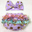 Baby Girl Gold Polka Dot Bloomers Diaper Cover Ruffles Baby Girl Shower Gift Photo Shoot Props with Headband-9-0-3 months-JadeMoghul Inc.