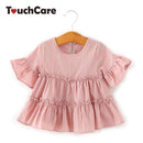 Baby Girl Lotus Leaf Sleeves Shirt Skirt Toddler Pink White Color A-line Baby Girls Dress Solid Princess Baby Girl's Clothing-QZ1007F-9M-JadeMoghul Inc.