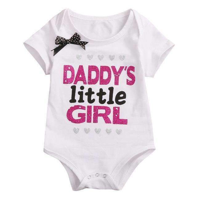 Baby Girls' "Mommy's Little Princess"/"Daddy's Little Girl" Romper-White-0-3 months-JadeMoghul Inc.