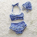 Baby Girls' Plaid Bikini with Cap-Blue-6M-JadeMoghul Inc.