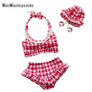 Baby Girls' Plaid Bikini with Cap-Blue-6M-JadeMoghul Inc.