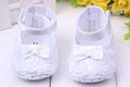 Baby Girls' Rose and Bow Tie Shoes-White-0-6 Months-JadeMoghul Inc.
