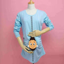 "Baby Peeking Out" Long-sleeve Maternity Shirt-Sky Blue-S-JadeMoghul Inc.