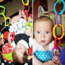 Baby Toys 0-12 months 24 Pcs Rainbow QQ kids Molars Ring Teether Teddy Chain Clutch Ring Apron New Year Gifts--JadeMoghul Inc.