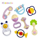 Baby Toys 5PCS Plastic Hand Jingle Shaking Bell+Kidsbele Infant Soft Books Newborn Baby Toys 0-12 Mnoths Teether Rattles Toys--JadeMoghul Inc.