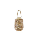Bamboo Round Lantern with Criss Cross Cutouts and Hemp Rope Handle, Cream-Home Accent-Cream-Bamboo-JadeMoghul Inc.