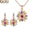 BAMOER Luxury Gold Color Flower Jewelry Sets For Women Wedding with Colorful AAA Cubic Zircon-Multicolor-JadeMoghul Inc.