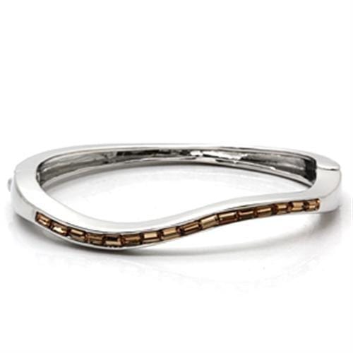 Bangle Charm Bracelets LO858 Imitation Rhodium Brass Bangle with Crystal