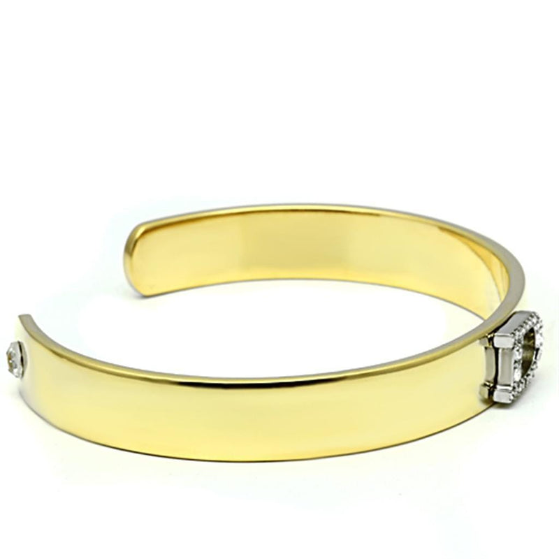 Gold Bangle Bracelet LO2573 Gold+Rhodium White Metal Bangle with Crystal