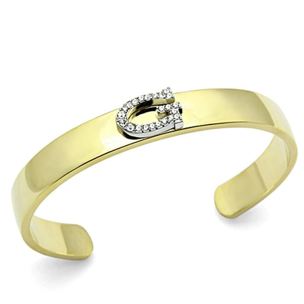 Gold Bangle Bracelet LO2576 Gold+Rhodium White Metal Bangle with Crystal