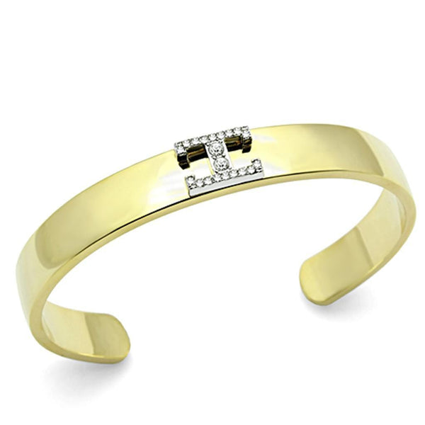 Gold Bangle Bracelet LO2578 Gold+Rhodium White Metal Bangle with Crystal