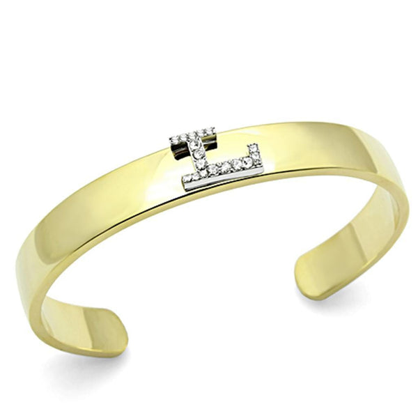Gold Bangle Bracelet LO2581 Gold+Rhodium White Metal Bangle with Crystal