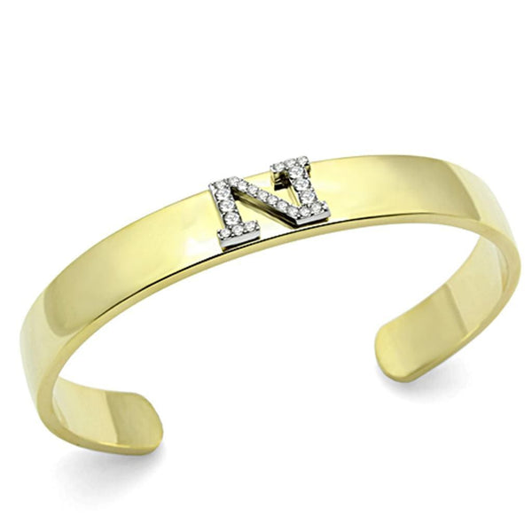 Gold Bangle Bracelet LO2583 Gold+Rhodium White Metal Bangle with Crystal