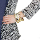 Gold Bangle Bracelet LO4285 Gold Brass Bangle with Synthetic in White