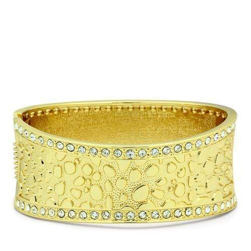 Gold Bangles Design LO2119 Flash Gold White Metal Bangle with Crystal