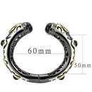 Bangle Gold Bangles LO4298 Gold+Hematite Brass Bangle with Synthetic in Jet Alamode Fashion Jewelry Outlet
