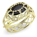 Gold Bangles LO4349 Gold Brass Bangle with Synthetic in Jet