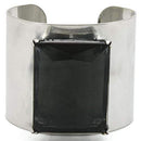 Bangle Silver Bangles LO1145 Antique Silver Brass Bangle in Black Diamond Alamode Fashion Jewelry Outlet