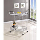 Bar Carts Stylish Metal Base Serving Cart With Glass Top, Clear Benzara